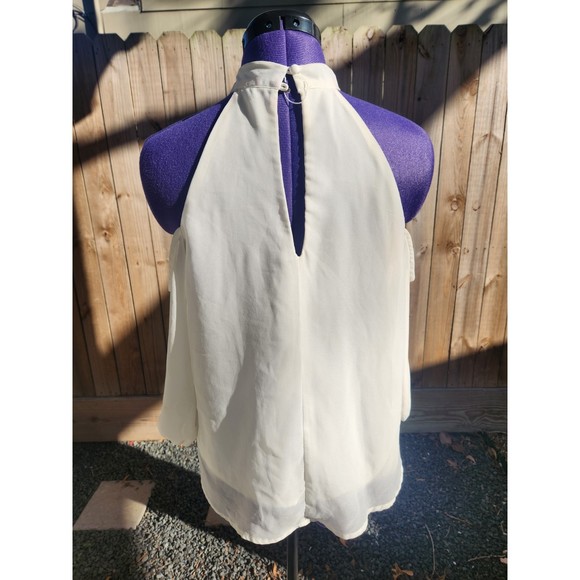 Sheer Sleeve Cold Shoulder Blouse - Picture 2 of 5